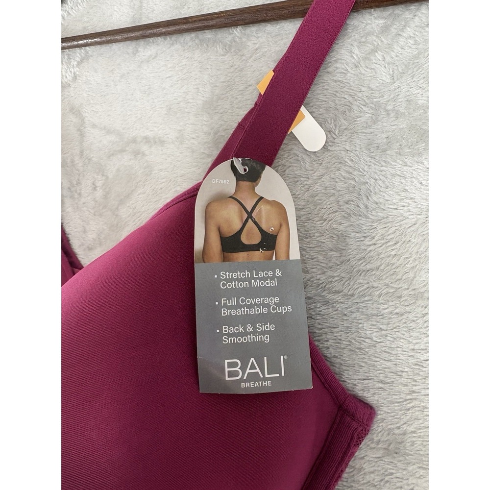 Bali Breathe Bra DF7592 Stretch Lace Full Coverage Underwire‎ Bra NWT - Picture 2 of 16
